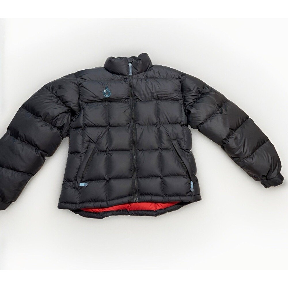 Goose Down Puffer Jacket ISIS Women's sz 12 Black Quilted Full Zip